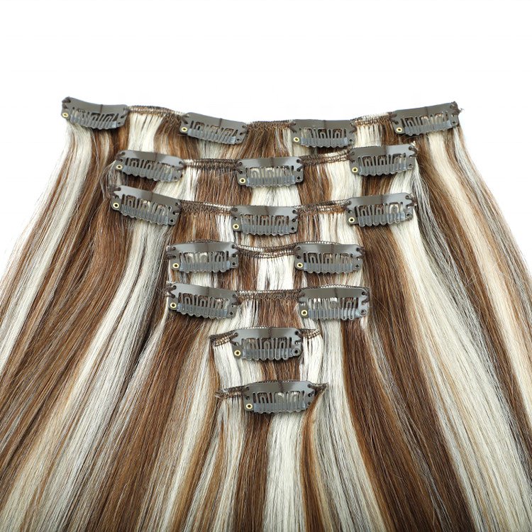 full head real top human hair extension clip in set 100% remy hair wholesale cheap natural raw virgin hair clip ins extensions
