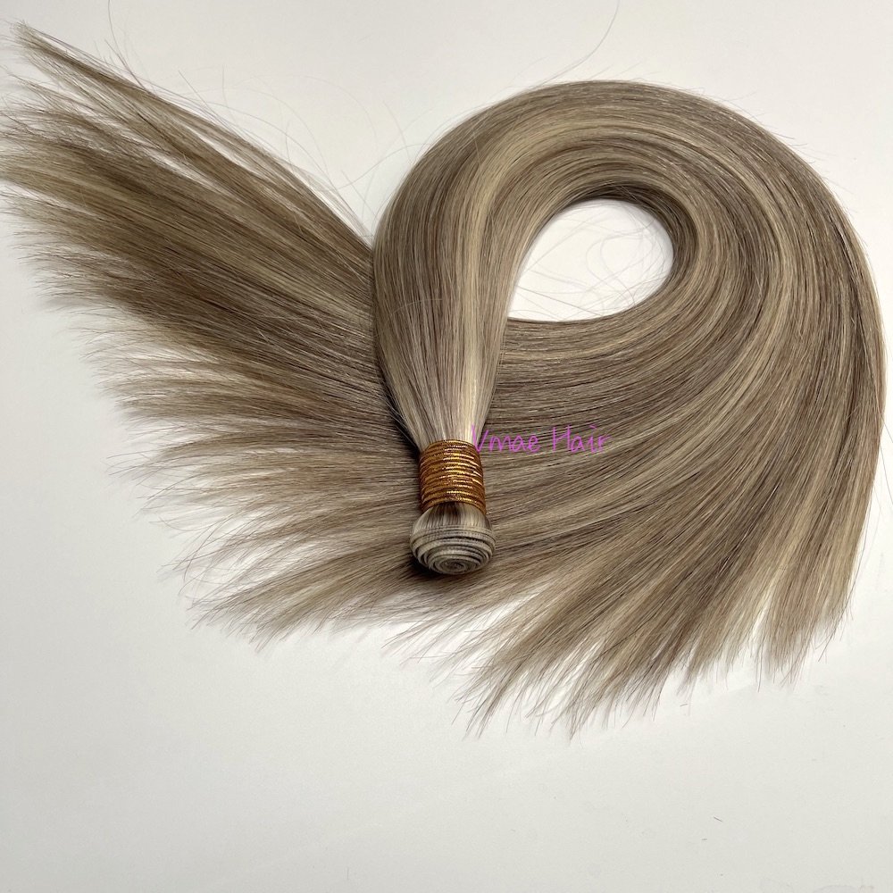 VMAE Virgin Raw Cuticle Aligned Double Drawn Straight Hand Tied Flat Invisible Russian Genius Weft Hair Extensions Human Hair