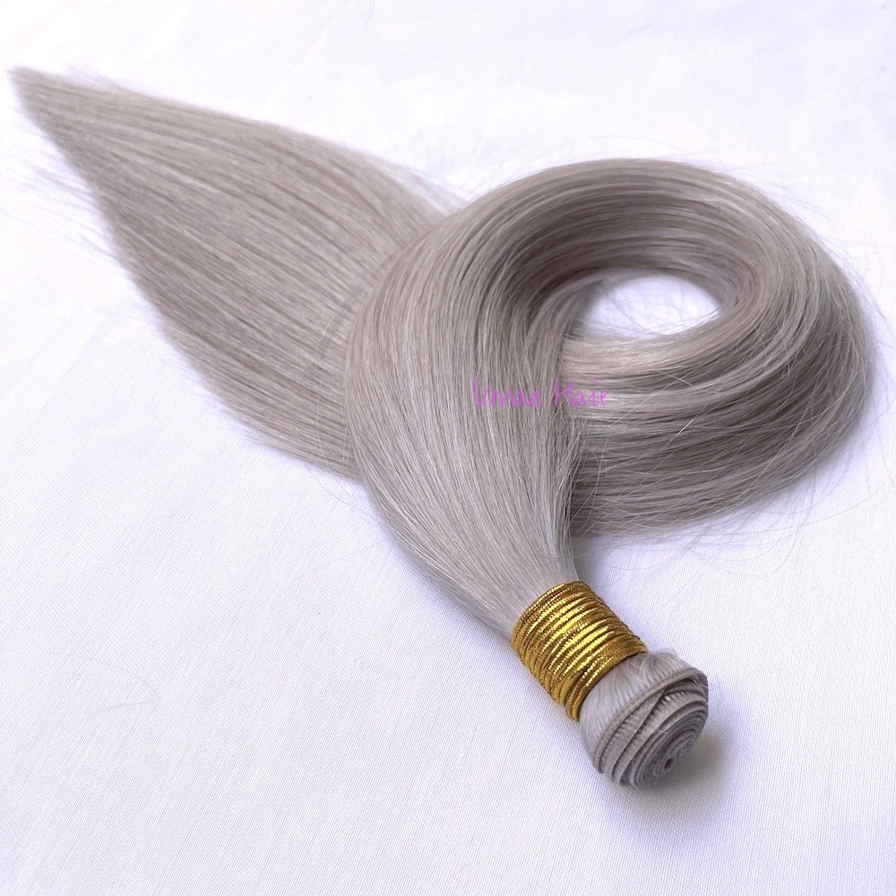 VMAE Virgin Raw Cuticle Aligned Double Drawn Straight Hand Tied Flat Invisible Russian Genius Weft Hair Extensions Human Hair