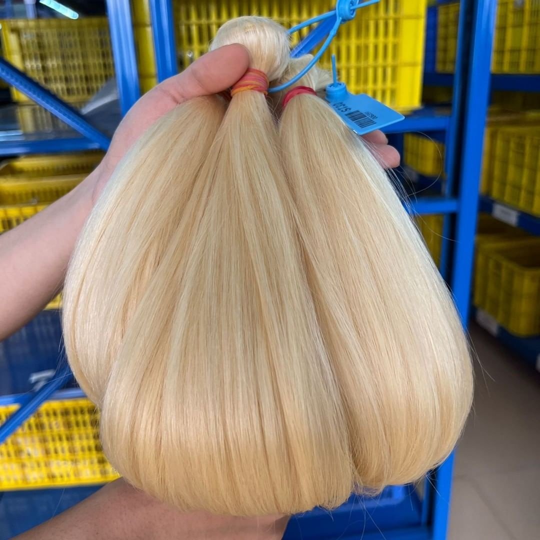 Foxen High Quality 613 Virgin Hair Bundles with Lace Closure Blonde Human Hair Extensions Double Drawn Burmese Raw Hair Bundles