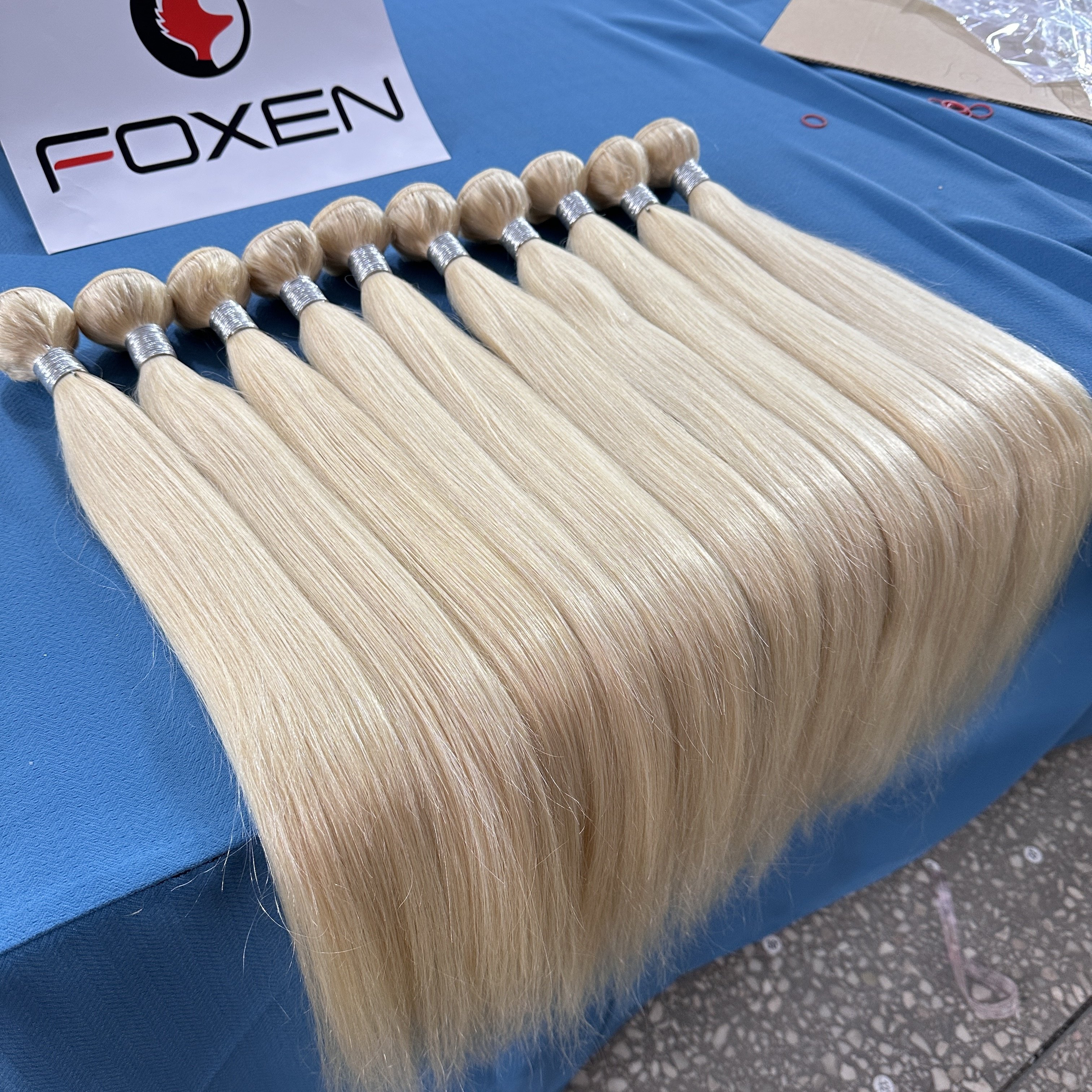 Foxen High Quality 613 Virgin Hair Bundles with Lace Closure Blonde Human Hair Extensions Double Drawn Burmese Raw Hair Bundles
