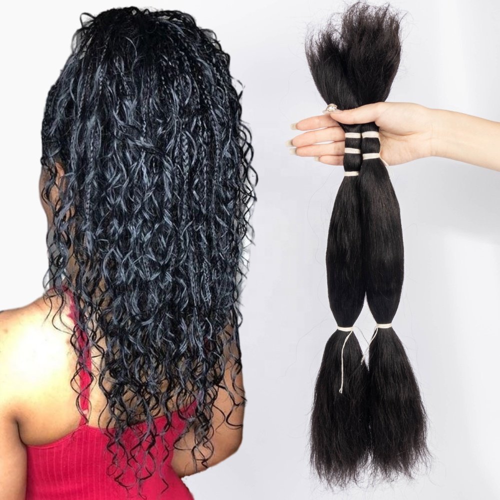 Wet And Wavy Bulk Human Hair For Braiding 100% Raw Hair Boho Braids Braiding Bundle Hair Extension