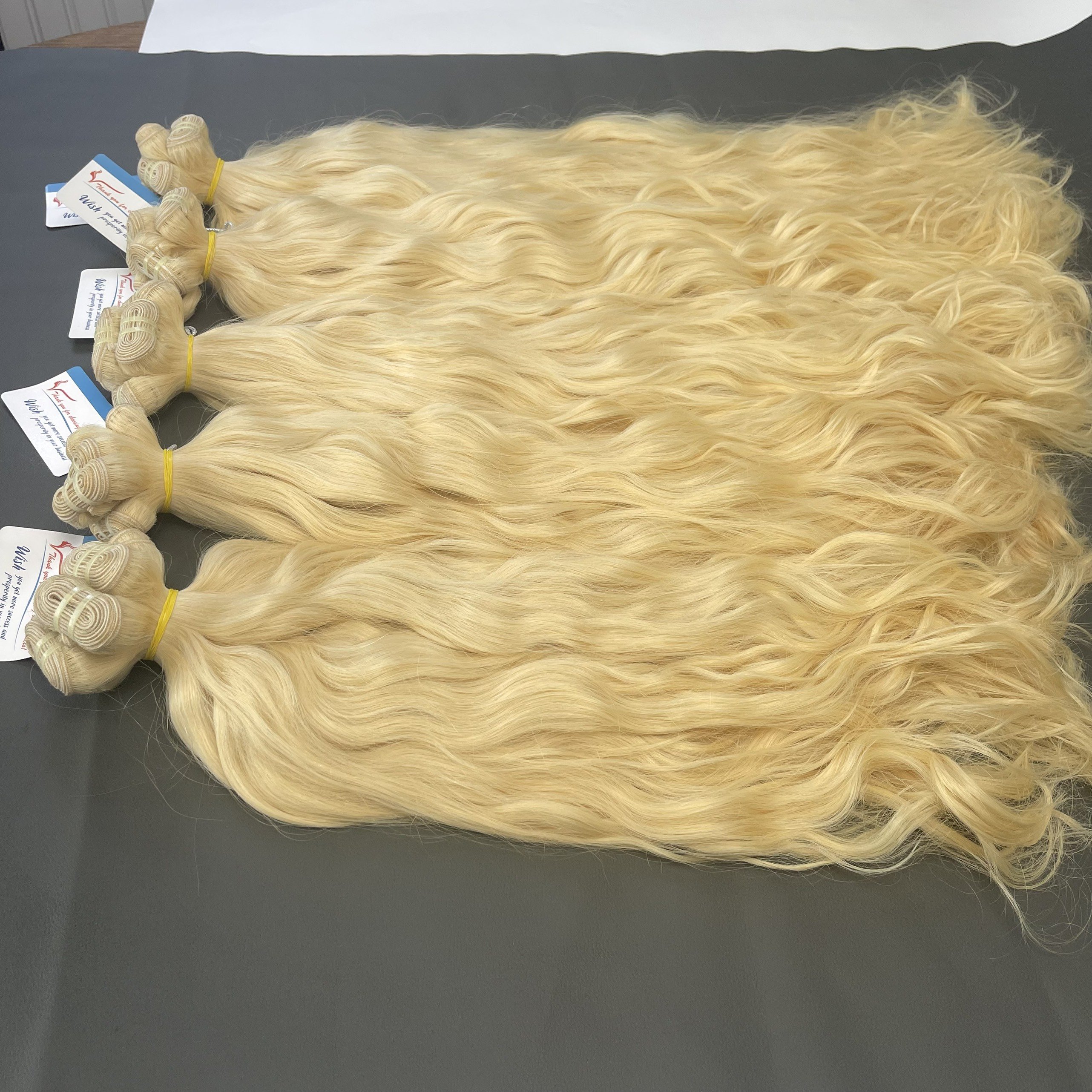 Blonde #613 color natural wavy 100% Virgin Remy Human Hair Extensions Luxury Style from Thanh An hair
