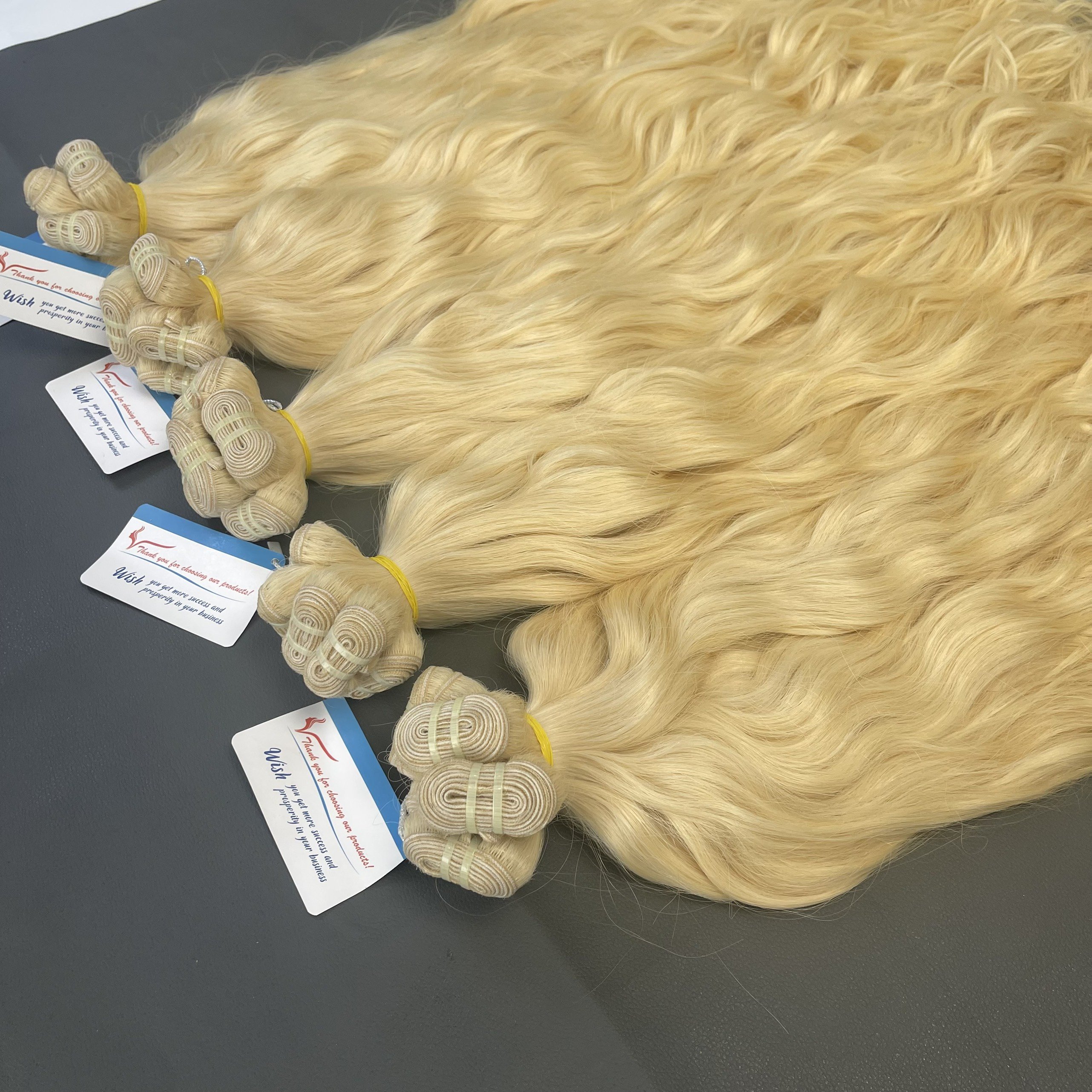Blonde #613 color natural wavy 100% Virgin Remy Human Hair Extensions Luxury Style from Thanh An hair