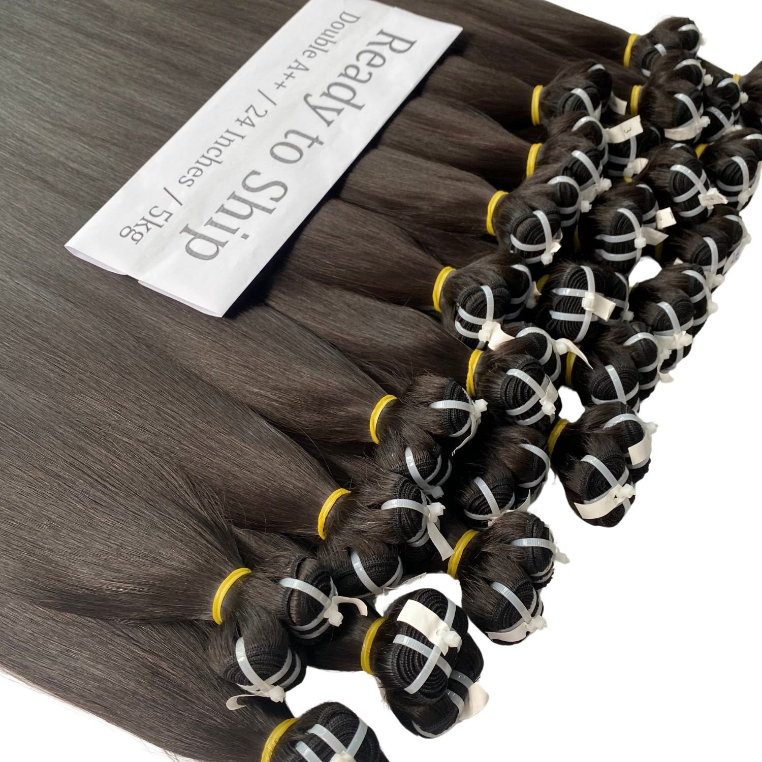 Natural Black Bone Straight Machine Weft Bundles Customized Color 100% Real Vietnamese Human Hair Extensions