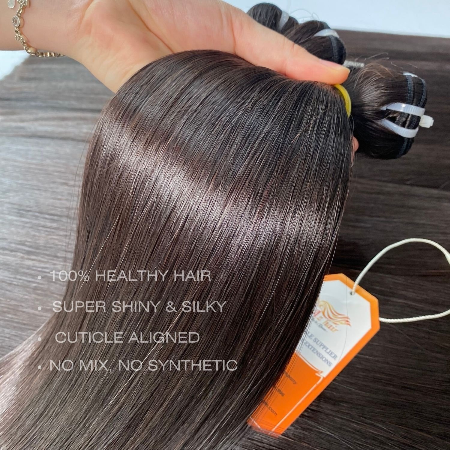 Natural Black Bone Straight Machine Weft Bundles Customized Color 100% Real Vietnamese Human Hair Extensions