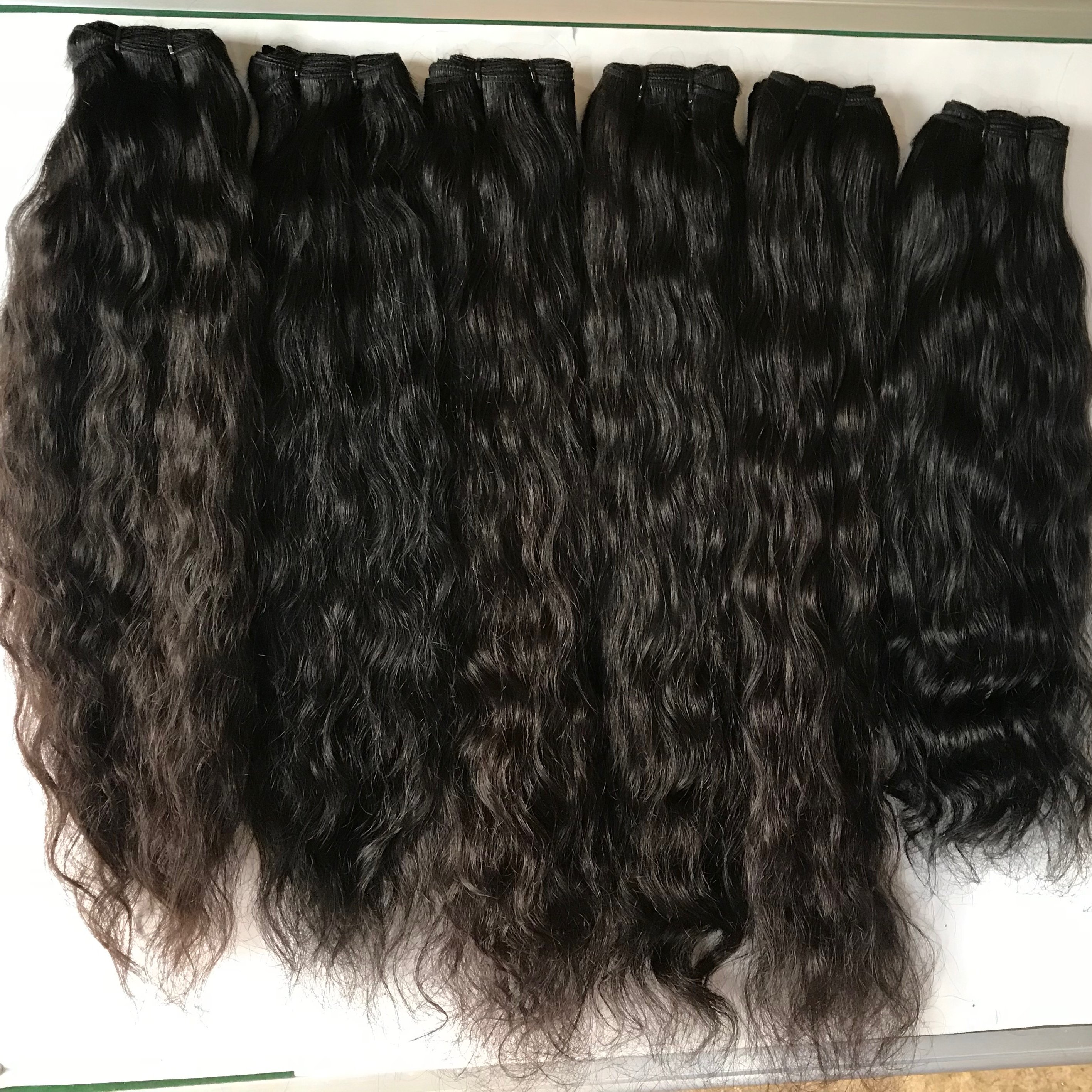 Indian Hair Virgin Remy Human Hair Extensions-Natural Wave Yaki Weft Bundles in Body Wave Water Wave Kinky Straight Fumi Styles