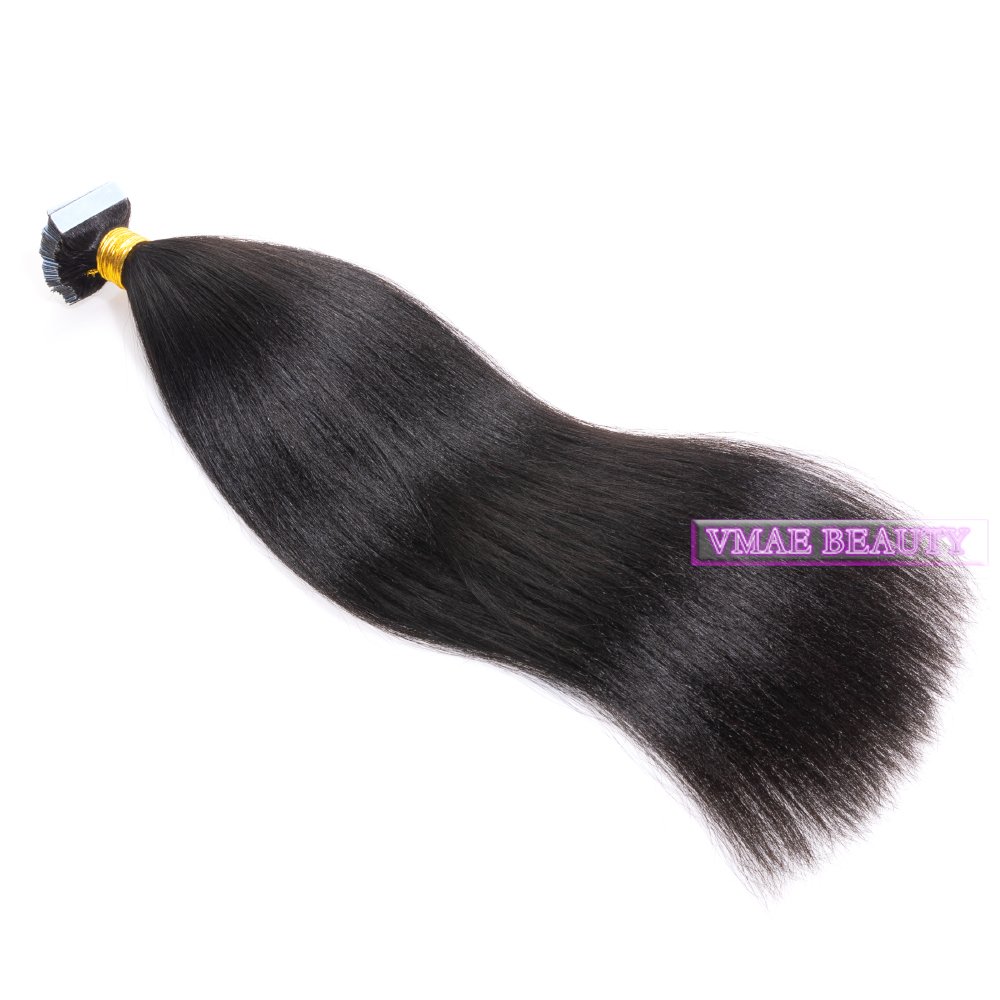 VMAE Brazilian Yaki Raw Virgin Tape Remy Human Hair Extension 100g per Piece 2.5g Curly Wavy Natural Color Unprocessed Hair