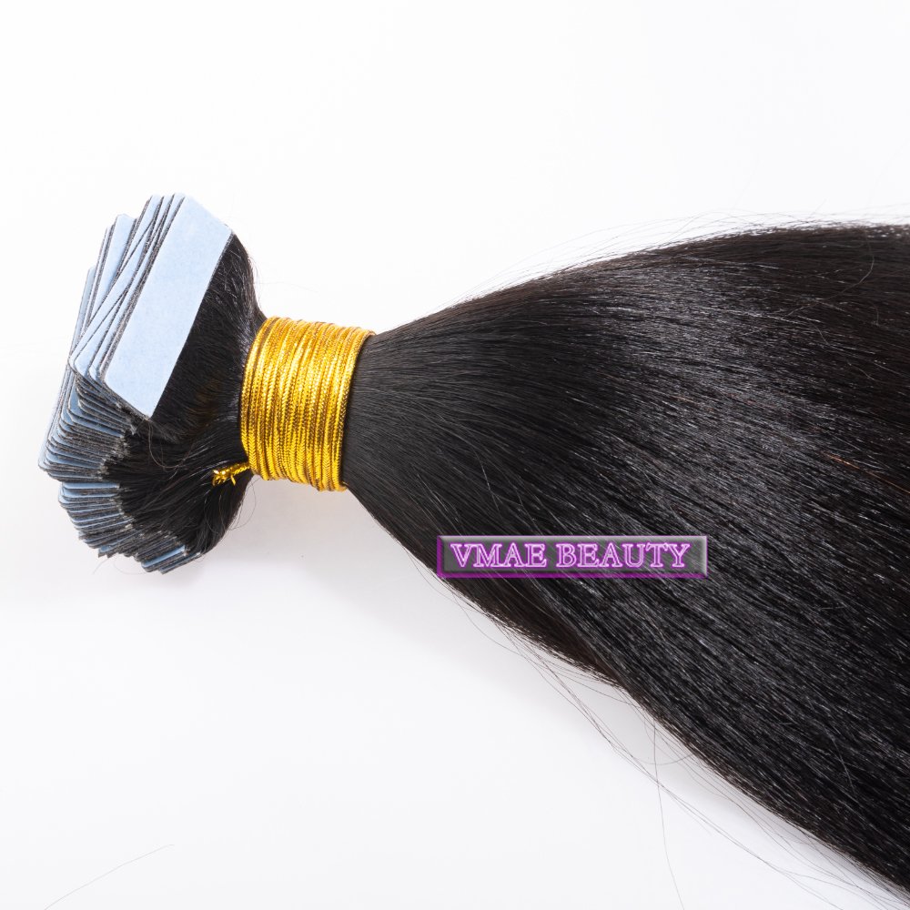 VMAE Brazilian Yaki Raw Virgin Tape Remy Human Hair Extension 100g per Piece 2.5g Curly Wavy Natural Color Unprocessed Hair