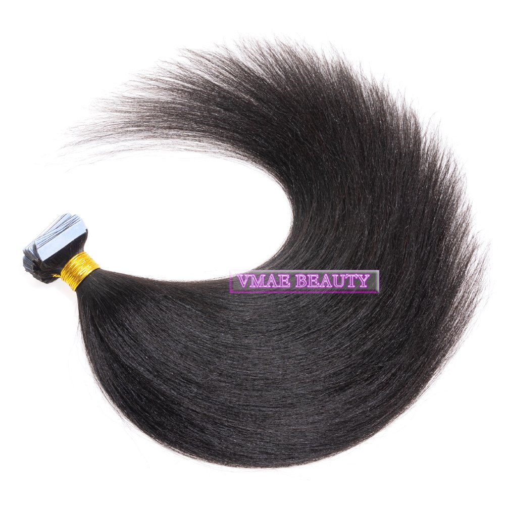VMAE Brazilian Yaki Raw Virgin Tape Remy Human Hair Extension 100g per Piece 2.5g Curly Wavy Natural Color Unprocessed Hair