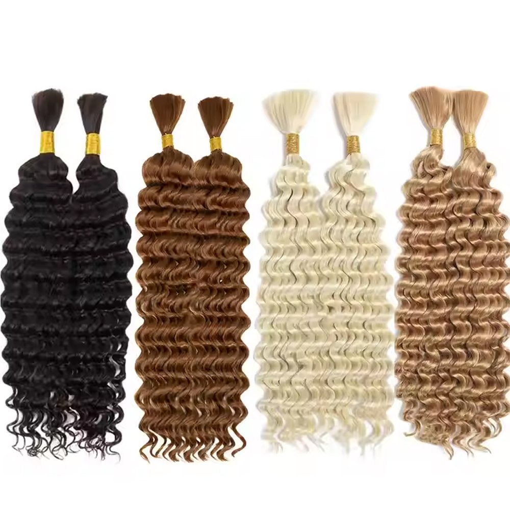 Upgraded Synthetic Braiding Hair Reusable Deep Wave Braided Hair Extensions French Curl Pre stretched hair for braiding Washable