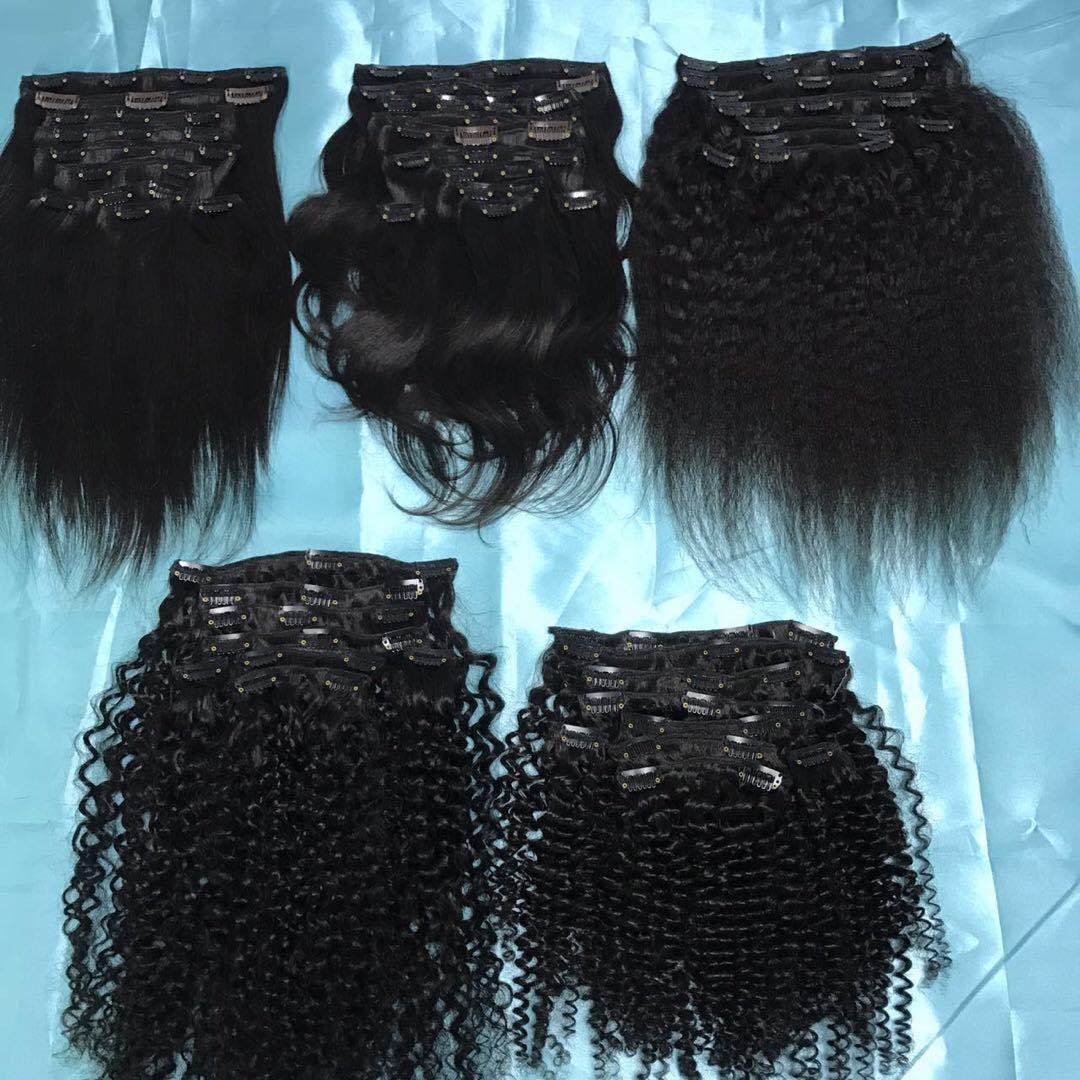 Top quality Clip in hair extension kinky curly Burmese curly clip ins hair extensions Vietnam human hair