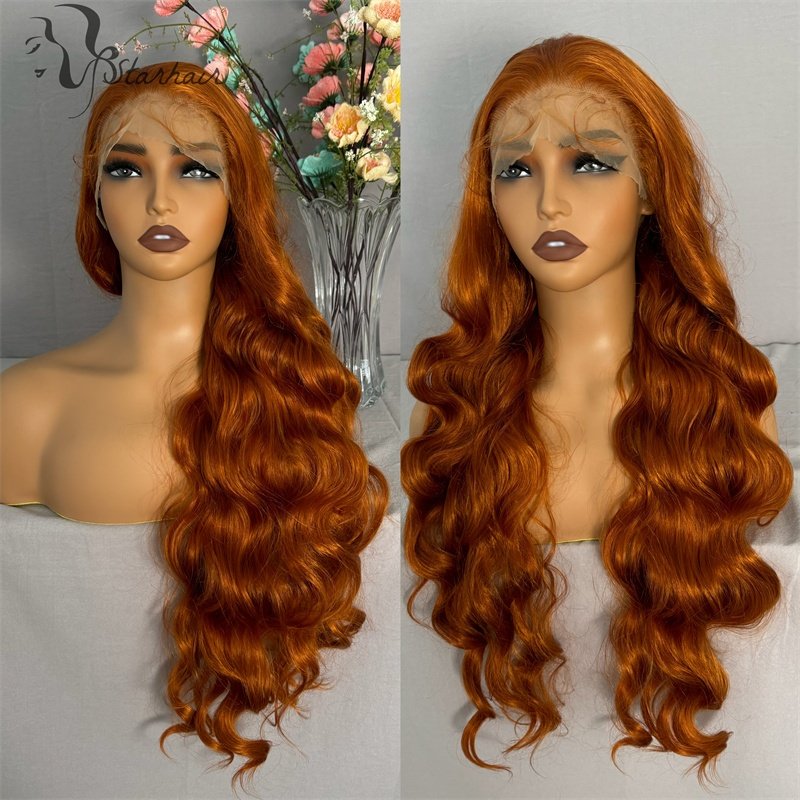 Braiding Hair Ginger 32 Inches Synthetic Blend Hair Wigs Lace Frontal With Baby Hair Transparent Synthetic attachment for braids