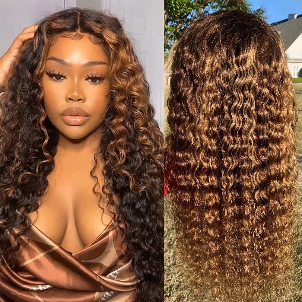 Highlight Bulk Human Hair For Braiding 4 27 Ombre Blonde Deep Wave Human Hair Bundles No Weft Bundles For Women Hair Extensions