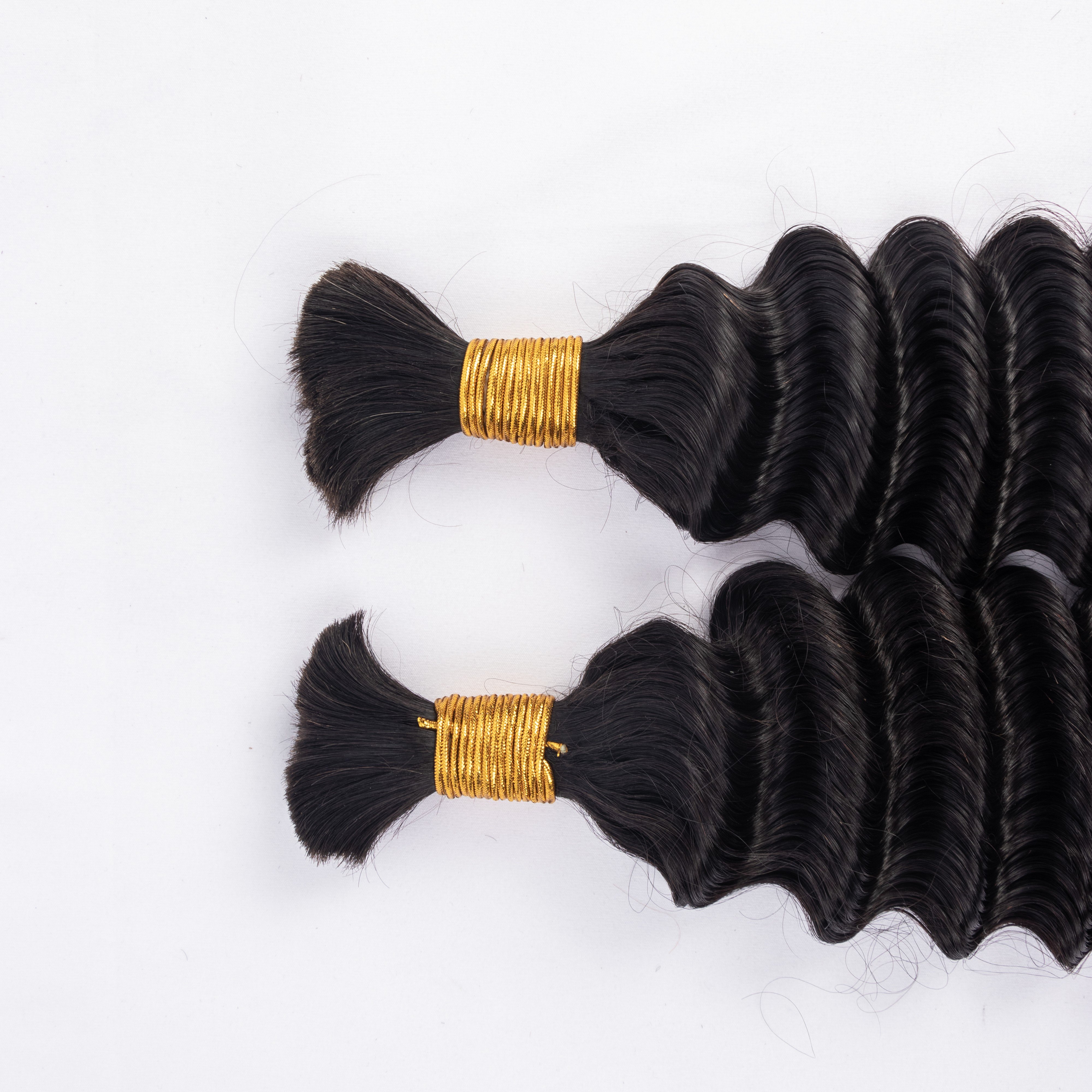 Hot Selling 100% Natural Color 100 Grams No Weft Bulk 10-32Inch For Wholesale Deep Wave Human Braiding Hair