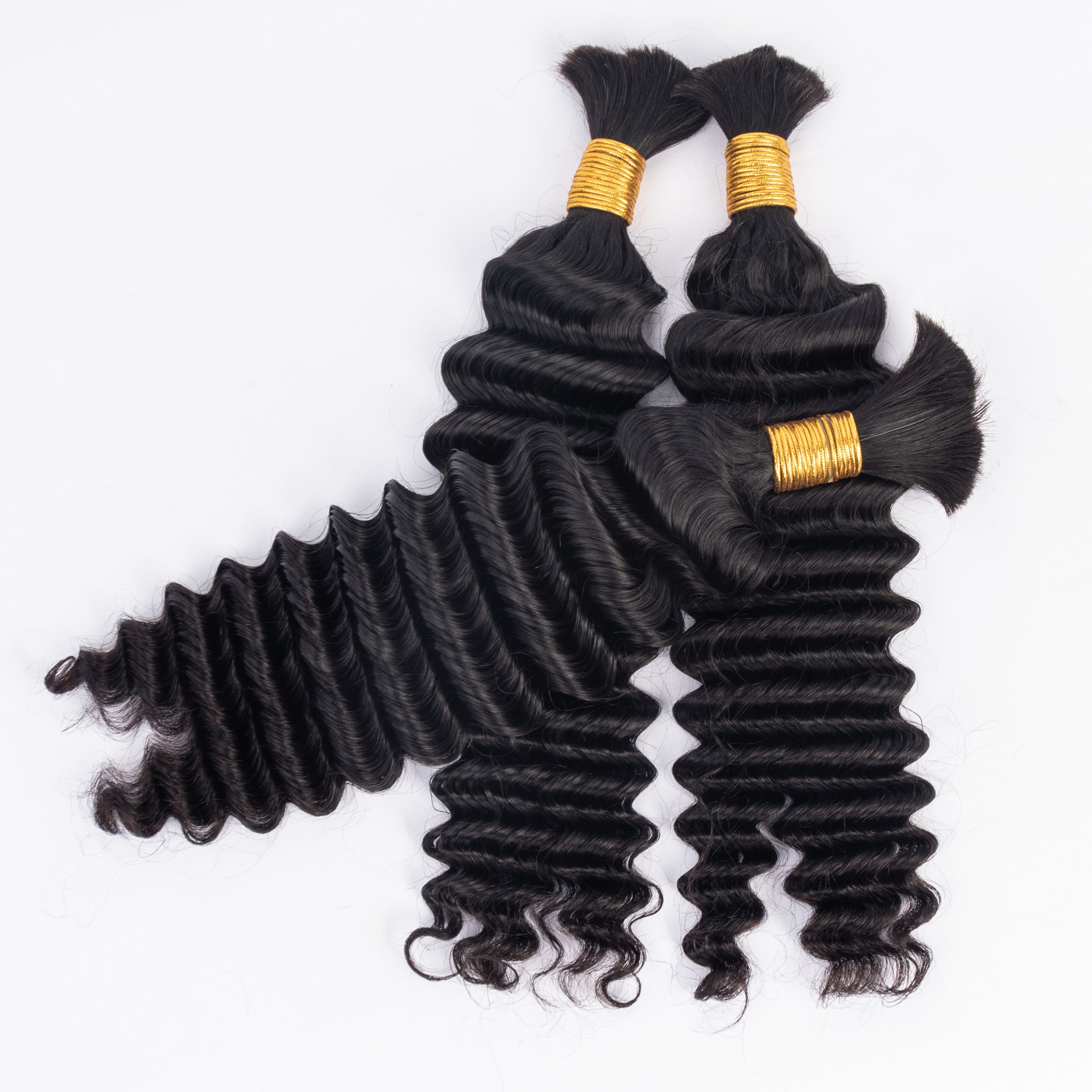 Hot Selling 100% Natural Color 100 Grams No Weft Bulk 10-32Inch For Wholesale Deep Wave Human Braiding Hair