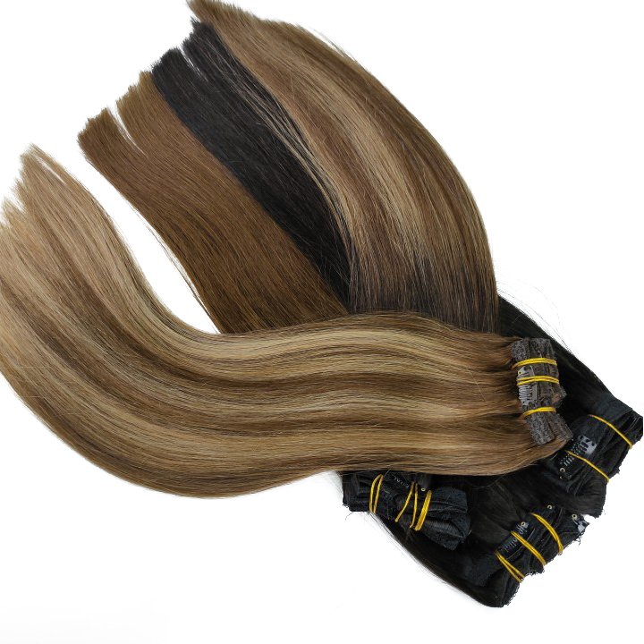 Factory in Stock 24 Hours Balayage Color and Ombre Stock Clip in Human Hair Extensions for Woman