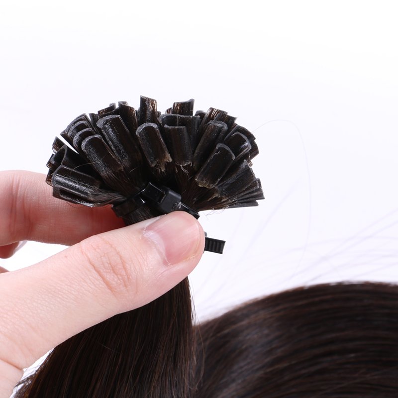 Factory Wholesale 30" u tip keratin bond hair extension raw cambodian russian human hair extensions loose wave curl dark light