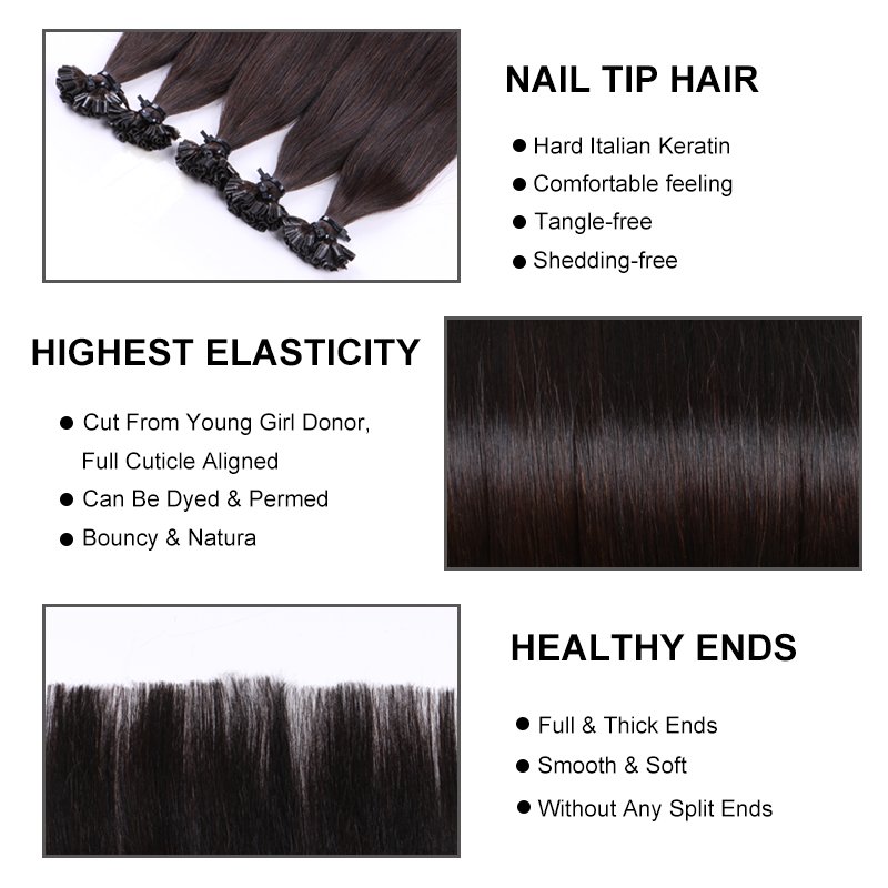 Factory Wholesale 30" u tip keratin bond hair extension raw cambodian russian human hair extensions loose wave curl dark light