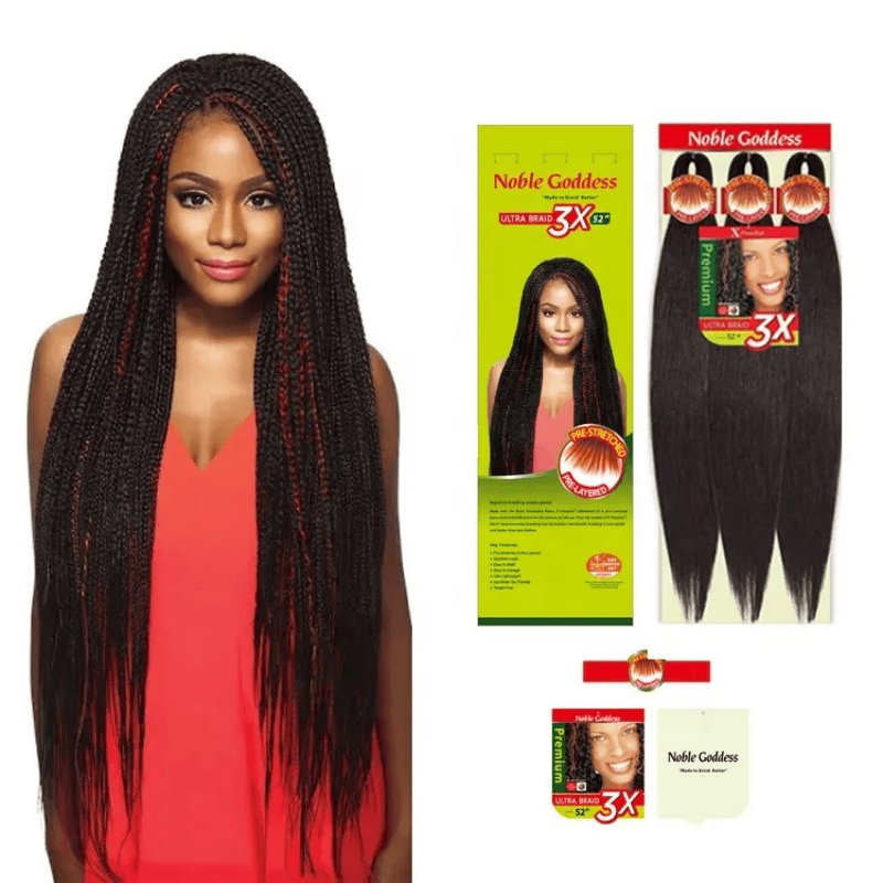 Gradient Color Crochet Box Braids Hair Extensions Easy Braid Hot Bath Bendable Synthetic Wig 3X Crochet Braids Hair