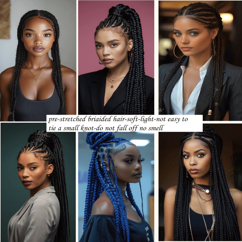Gradient Color Crochet Box Braids Hair Extensions Easy Braid Hot Bath Bendable Synthetic Wig 3X Crochet Braids Hair