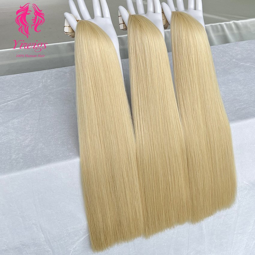 613 Double Drawn Invisible Remy Skin Weft Seamless Remy Russian Extensions Blonde Tape In Human Hair Extension