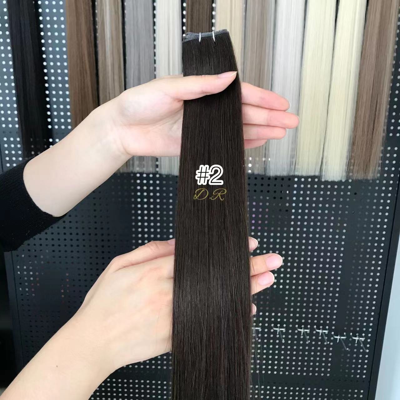 2024 New Trend New genius weft 100% human hair extensions Most Thin Genius Hair Weft Extensions