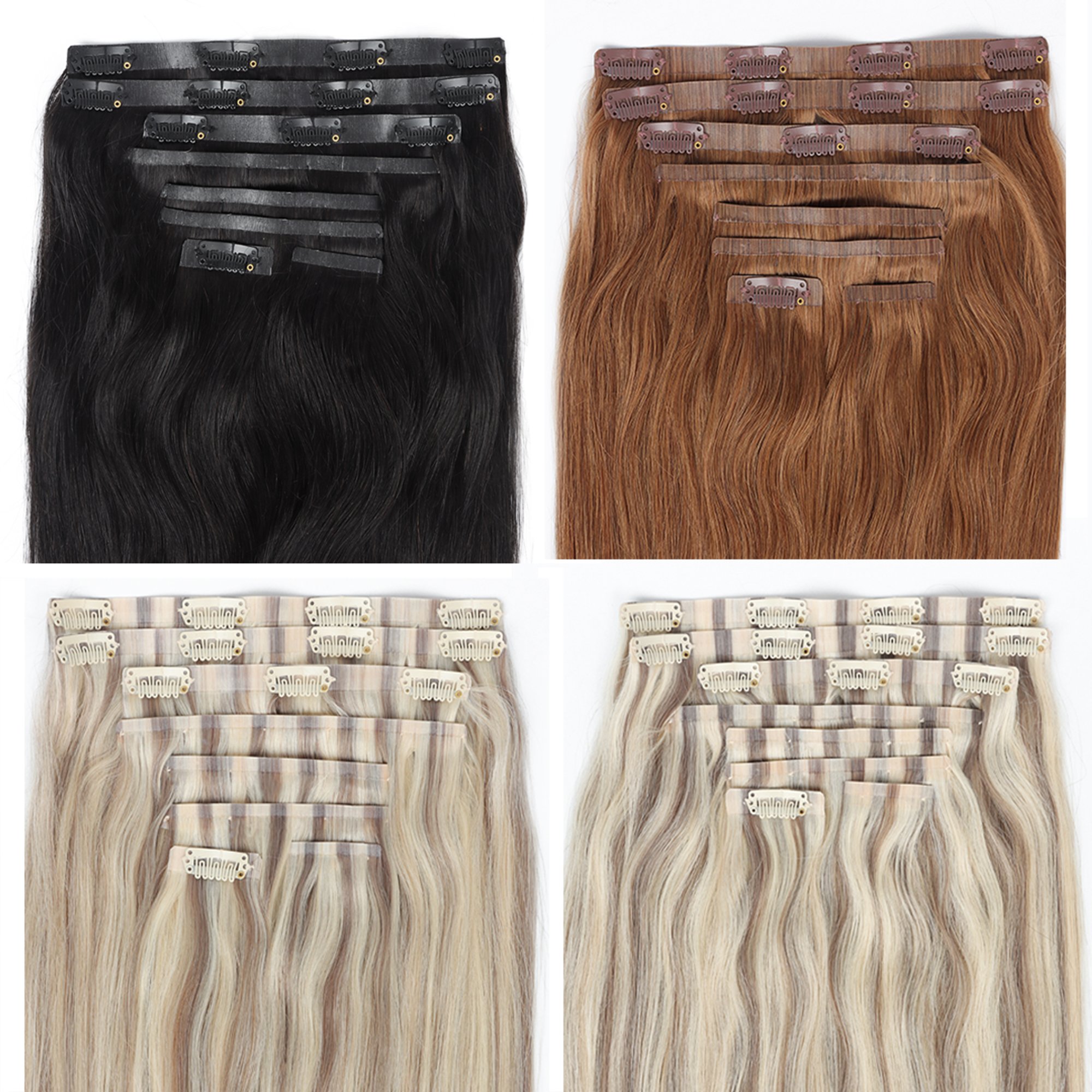 Wholesale human Hair Extensions Clip Ins Raw Virgin Russian Hair Invisible Clip In Hair Extensions