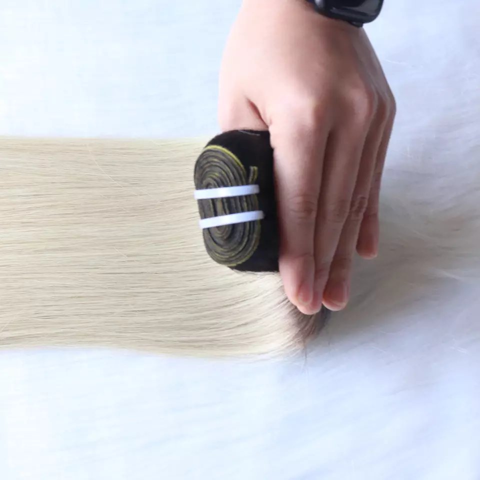 European 12A Virgin Remy Hair Extensions Super Double Drawn Blonde Ombre Human Hair Weave Machine Double Weft