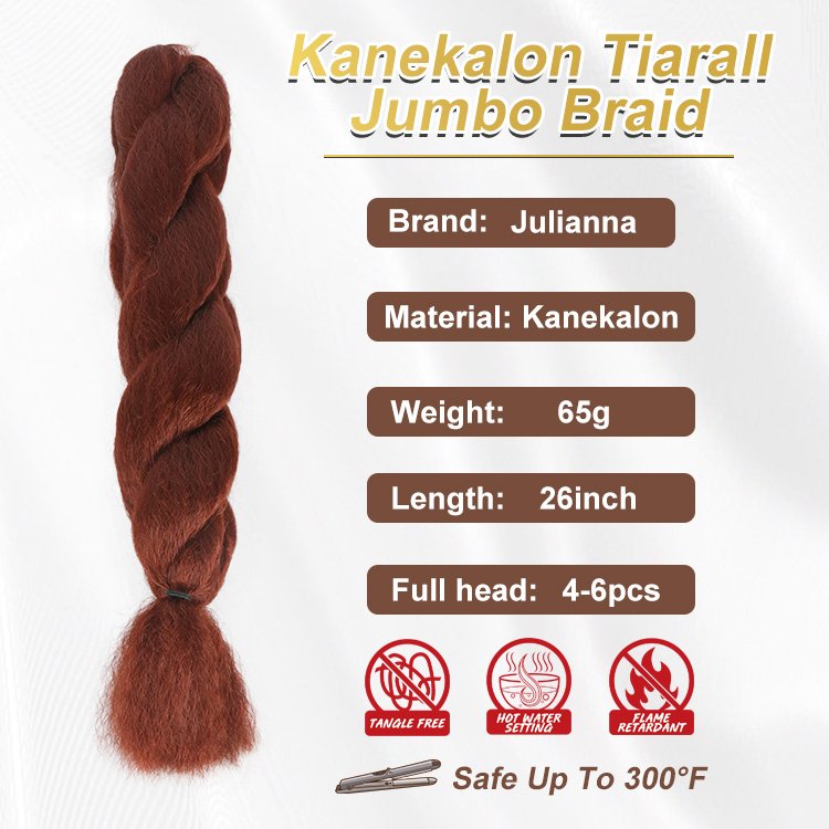 Julianna 100 Kanekalon Private Label Fluffy Tiara 2 Yaki Fiber Synthetic Soft Ombre Colors Jumbo Crochet Braiding Hair Extension