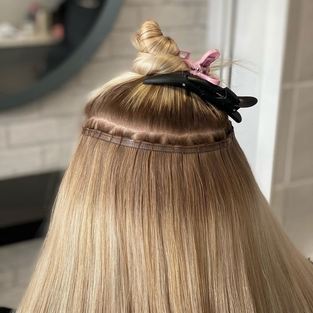 Thick End Double Drawn High Grade Long Life Span Most Popular Hot Sale White Blonde Color Skin PU Flat Weft Human Hair Extension