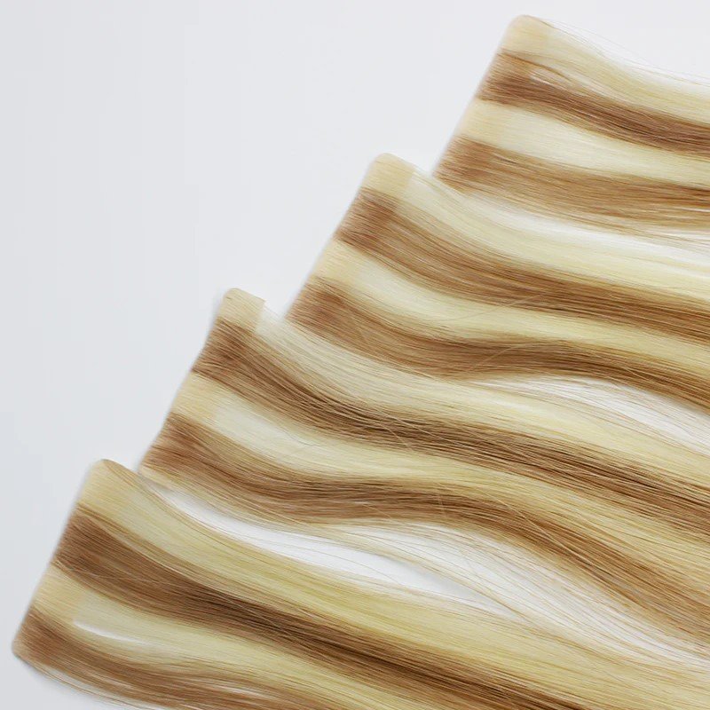 Hairmony Remy Russian Tape in Hair Extensions, Raw Natural Virgin Invisible Tape-ins, Double Drawn Tape Hair Extensions