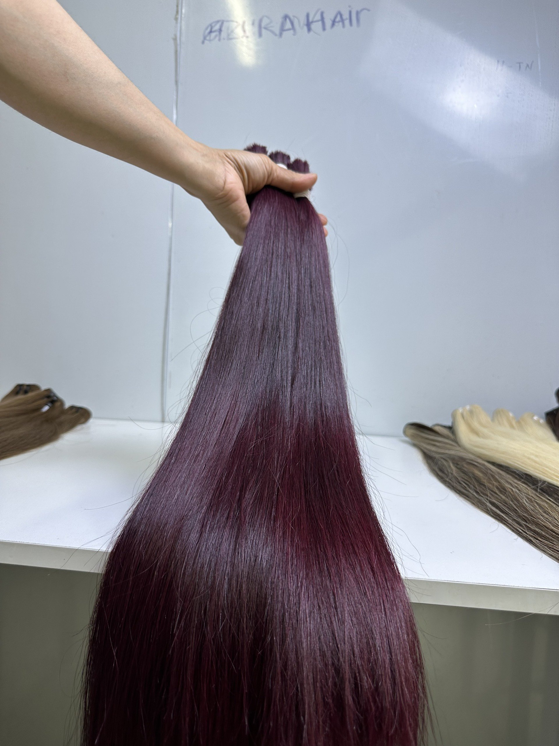 Vendor Hair Purple Color Bulk Hair Bone Straight Human Hair Extension