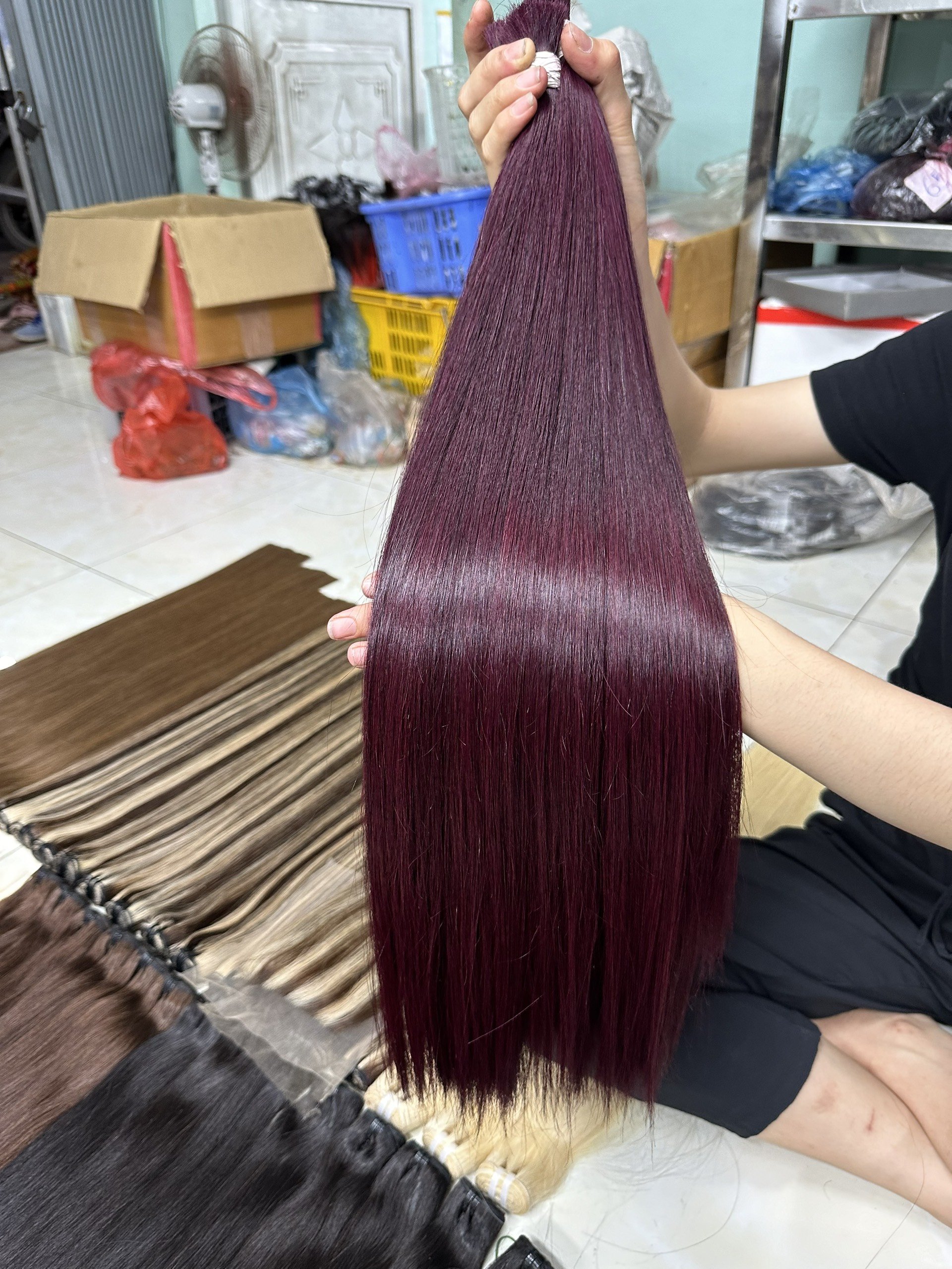 Vendor Hair Purple Color Bulk Hair Bone Straight Human Hair Extension