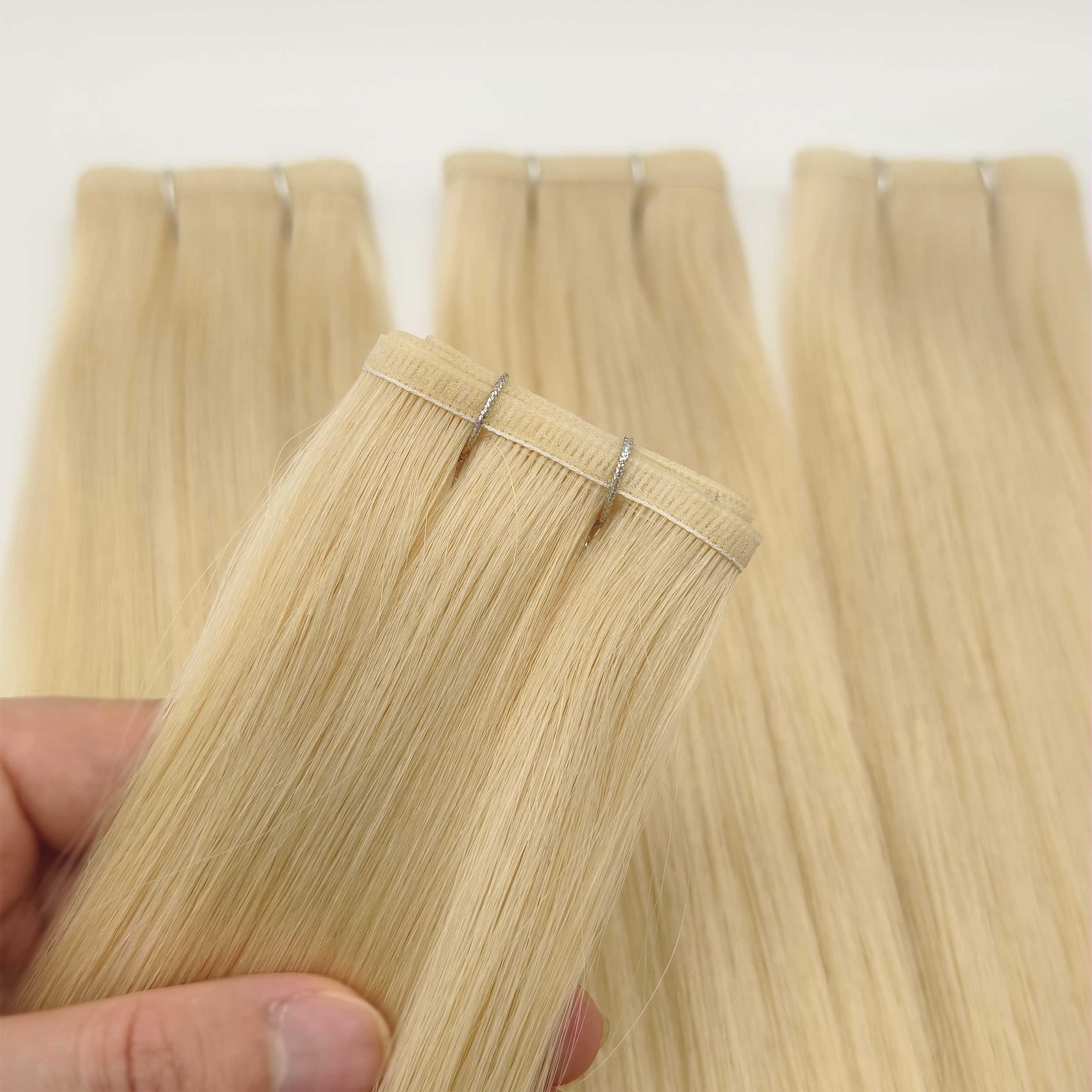 Fasimei hair extension suppliers 100 silky straight virgin hair flat weft human hair extensions