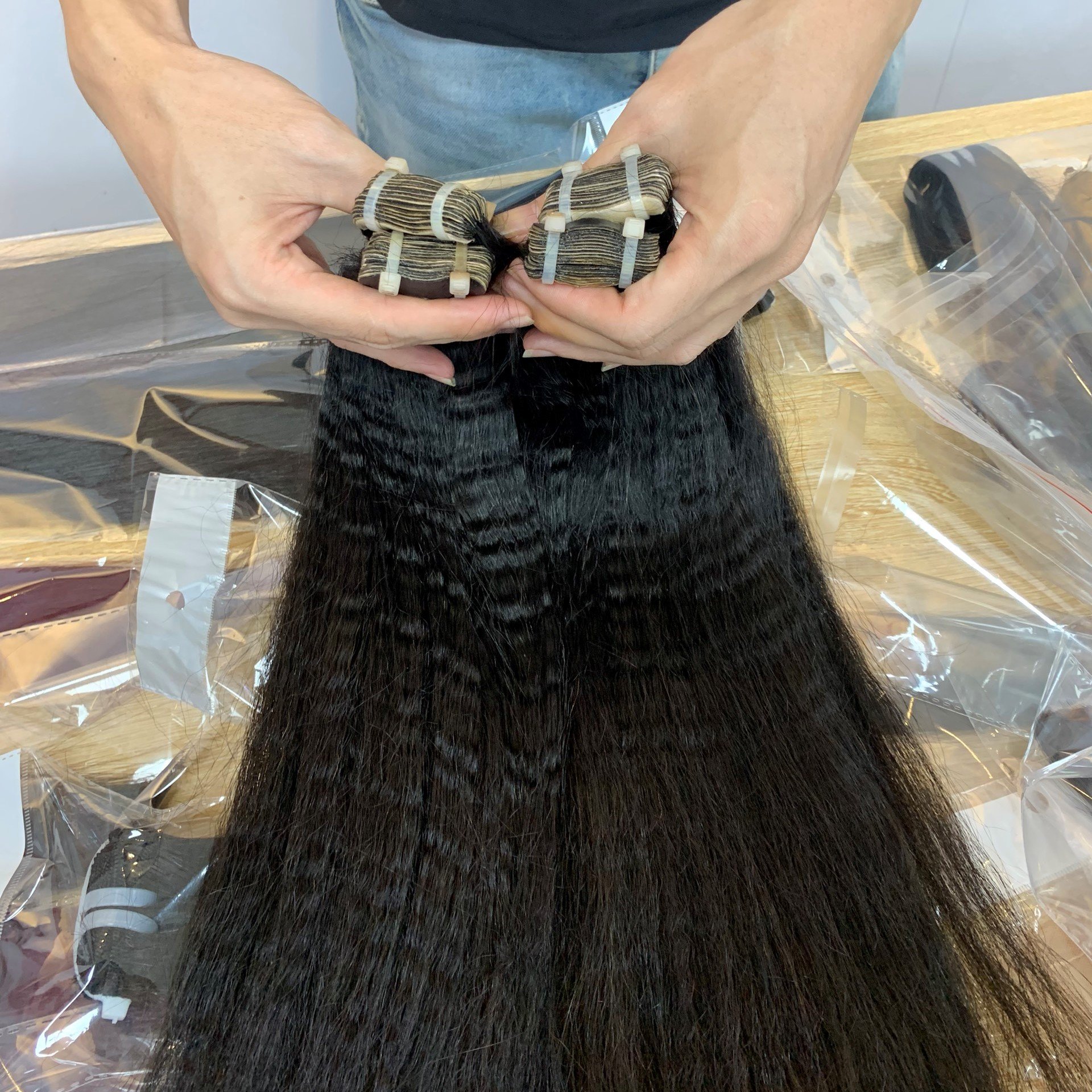 Cheap 100 Human Hair Extensions Tape Ins Genius Weft Virgin Hair Vendor Raw Vietnamese Bulk Hair Extension Cuticle Aligned