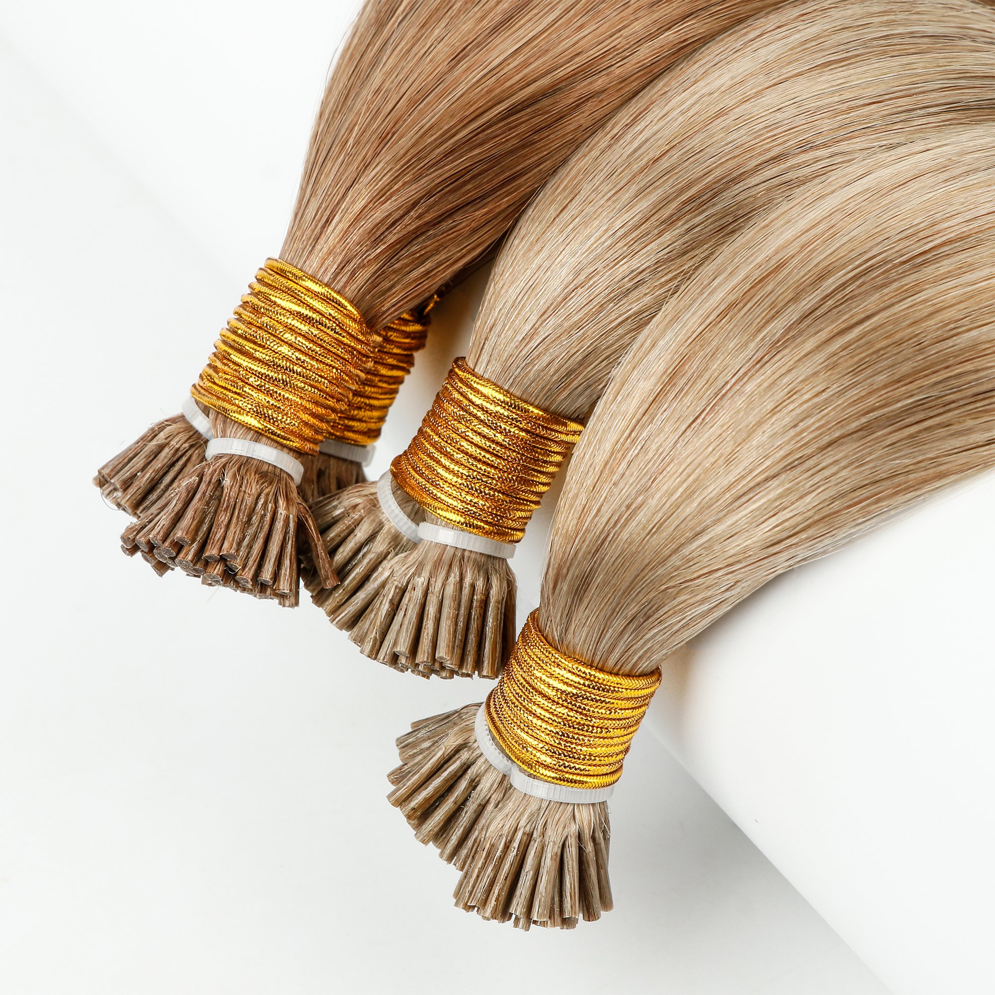 Human hair extension light color straight brown micro link i tip hair extensions