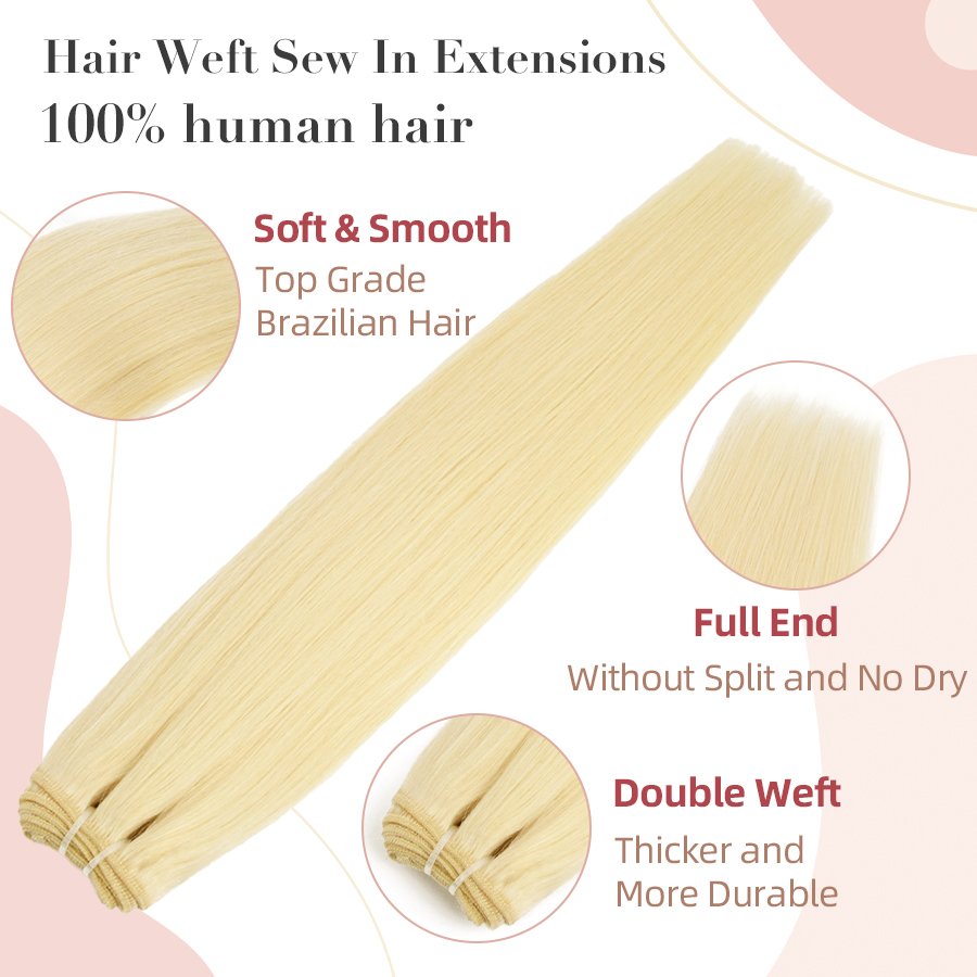 K.SWIGS Large Stock Single Drawn Straight Weft 20inch-24inch Virgin Human Hair Extension