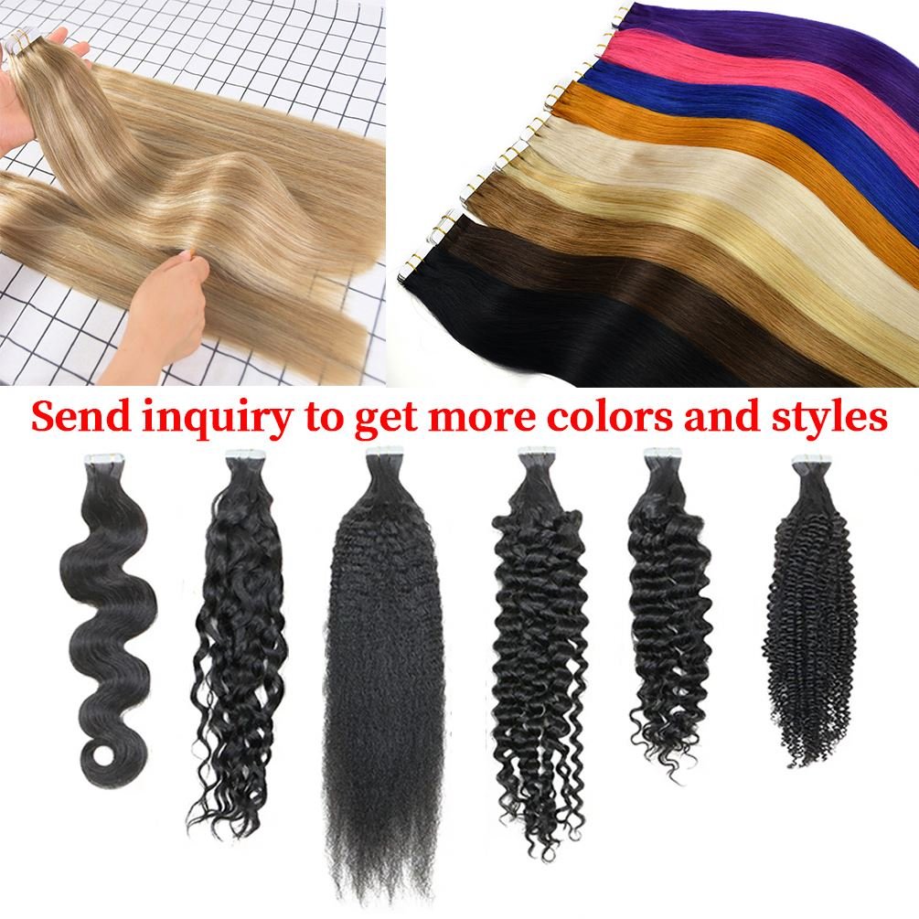 Raw Virgin Human Hair Double Drawn Tape In Hair Extensions Remy Invisible Tape In Human Hair Extension