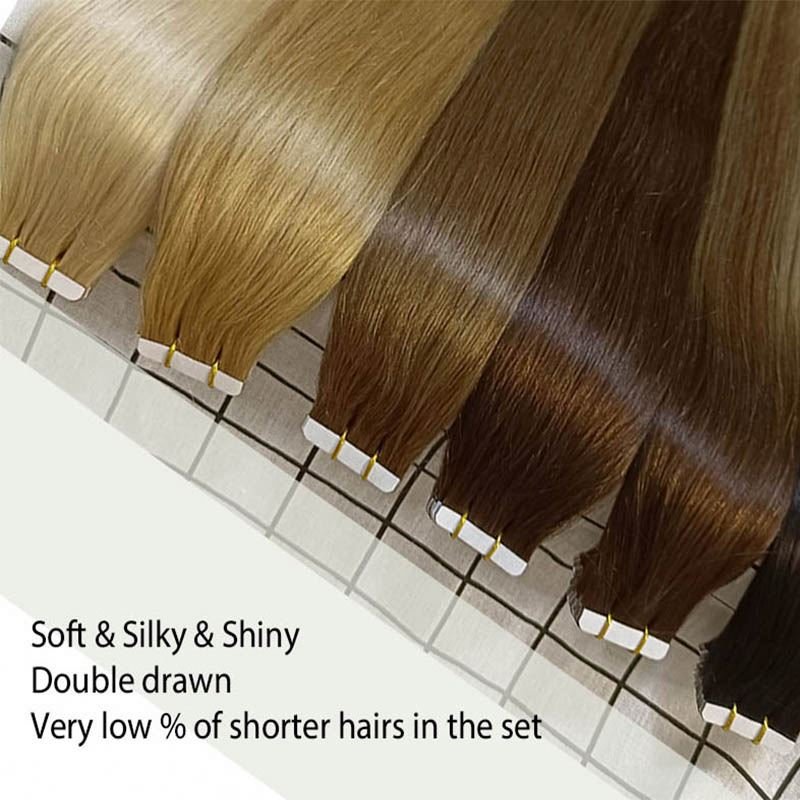 Raw Virgin Human Hair Double Drawn Tape In Hair Extensions Remy Invisible Tape In Human Hair Extension