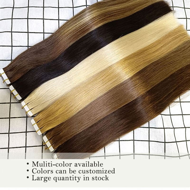 Raw Virgin Human Hair Double Drawn Tape In Hair Extensions Remy Invisible Tape In Human Hair Extension