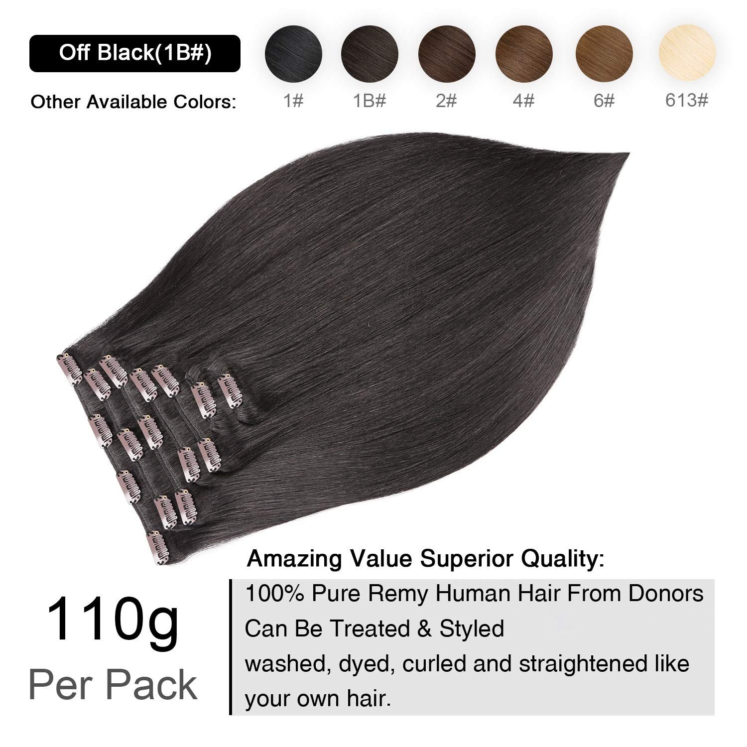 RTS 100% European Human Hair 14 inches 7pcs 16clips 110g Straight Clip in Remy Human Hair Extensions Clip ins Human Hair Extensions