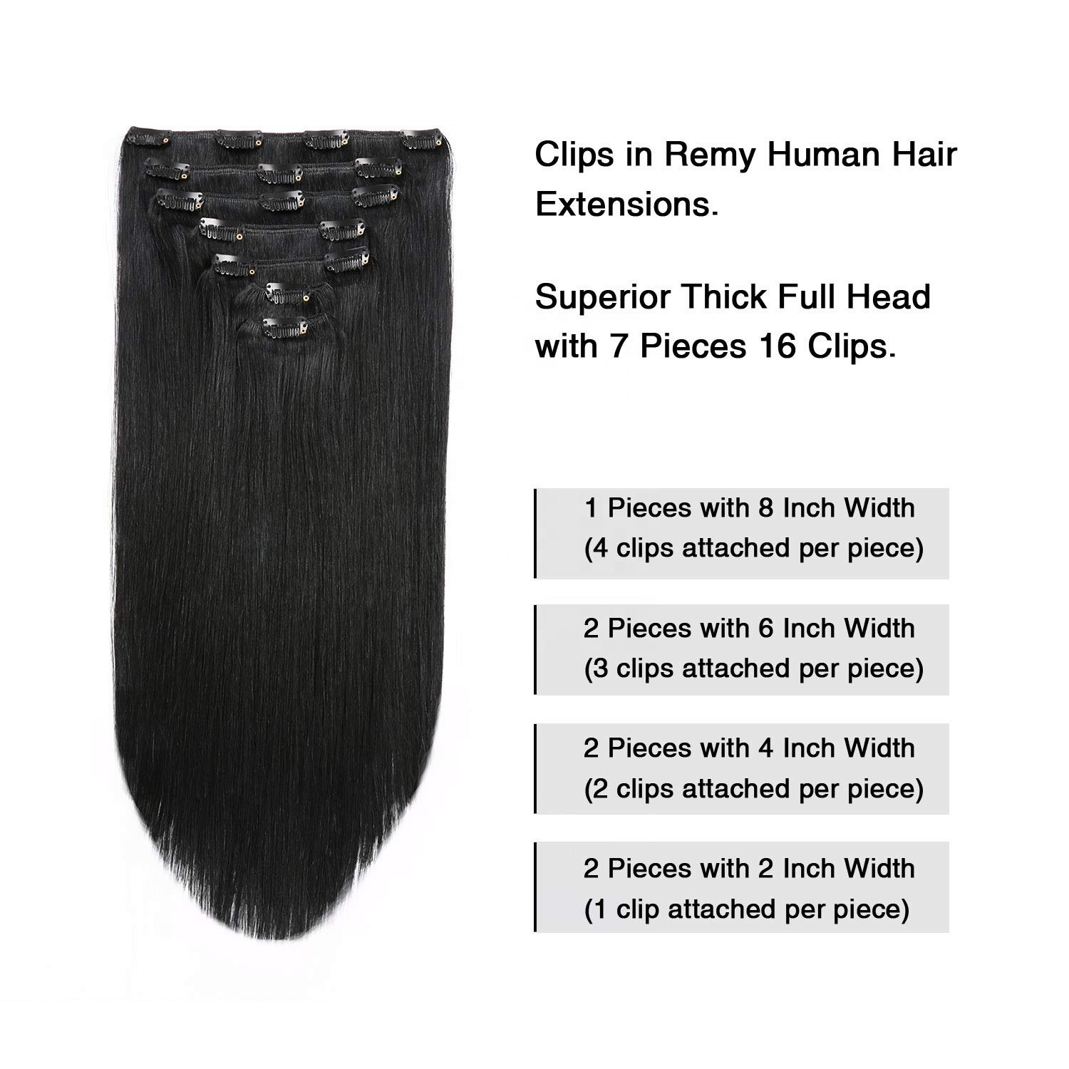 RTS 100% European Human Hair 14 inches 7pcs 16clips 110g Straight Clip in Remy Human Hair Extensions Clip ins Human Hair Extensions