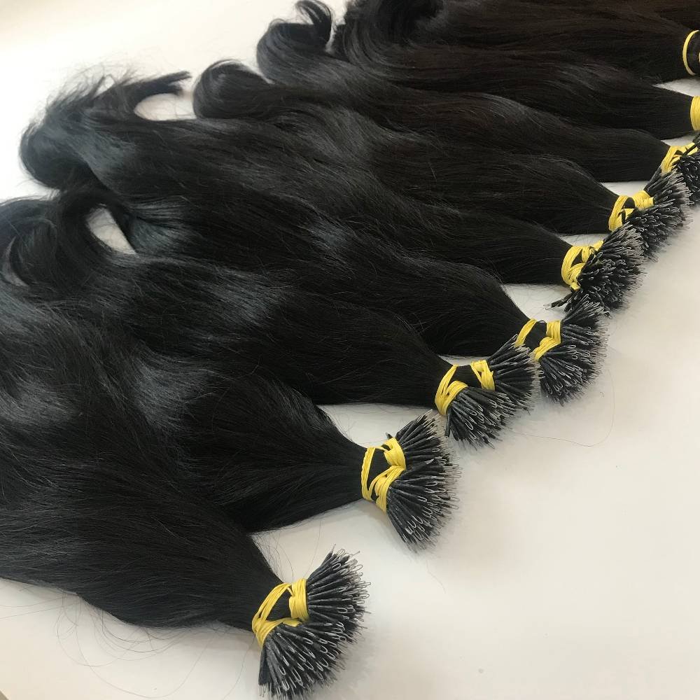 Europe's Best Quality Natural Straight Human Hair Extensions Nano Tip Pre-Bonded Tape Style Natural Color Sizing Tape Ins Model