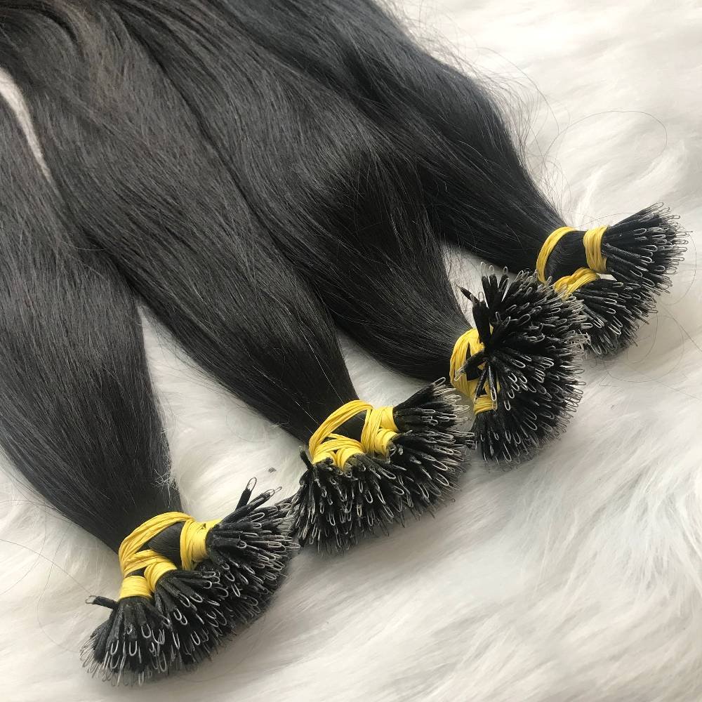 Europe's Best Quality Natural Straight Human Hair Extensions Nano Tip Pre-Bonded Tape Style Natural Color Sizing Tape Ins Model