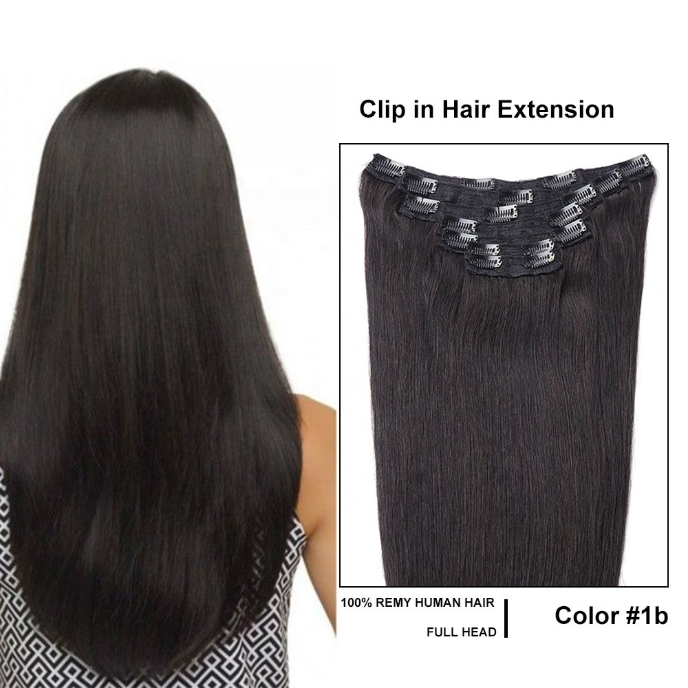 Cheap remy human hair extension clip in hair extension,100% clip in human hair extension for black women
