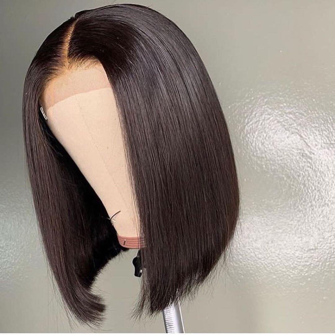 4*4 Bob Cut Lace Closure Natural Brazilian 13*4 Frontal Lace Wig HD Lace Cap Straight Style High Quality Human Hair Extension