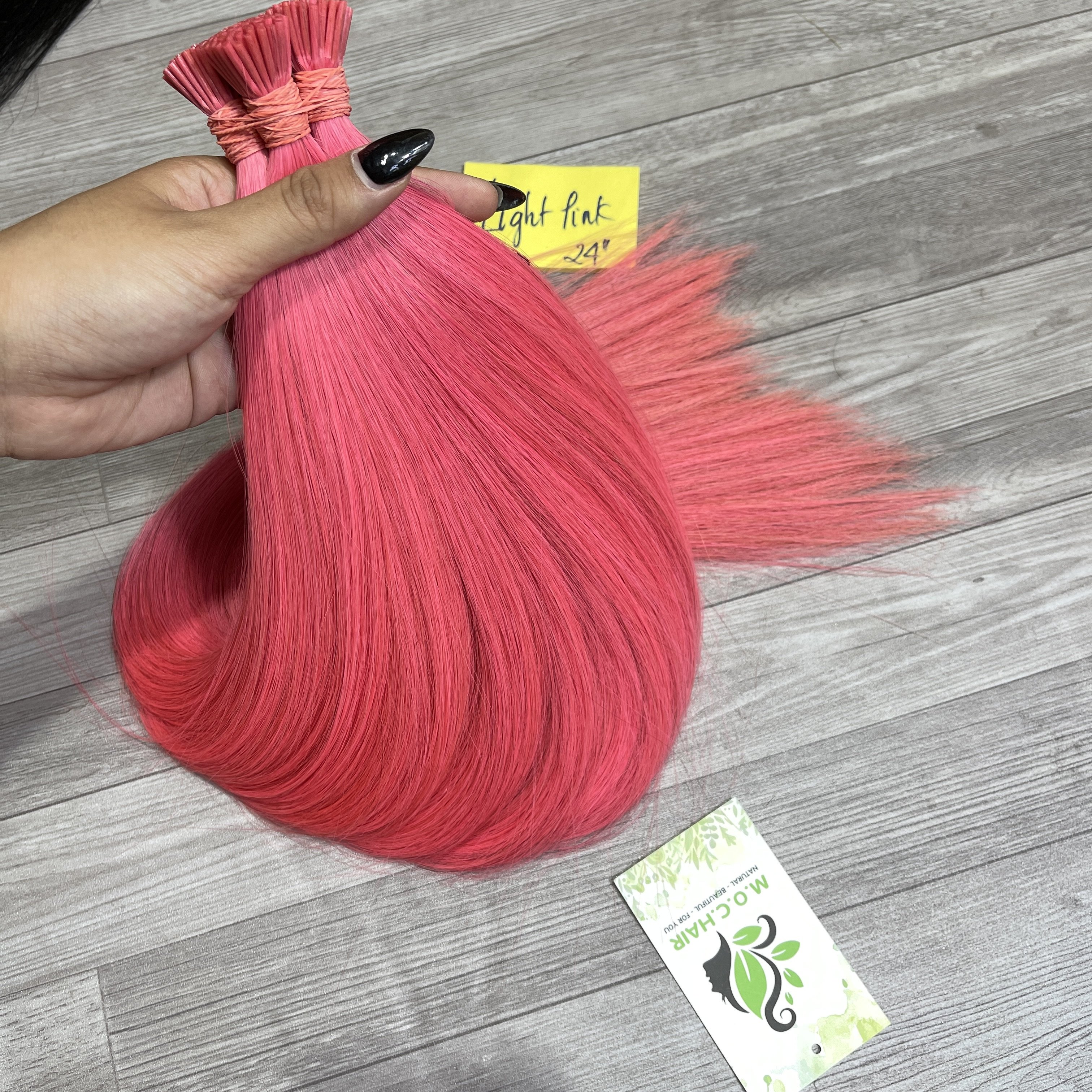 Hot Quality 100% Natural Raw Virgin Human Hair High Wholesale Light Pink 24'' I Tip Human Hair Extensions And Wigs
