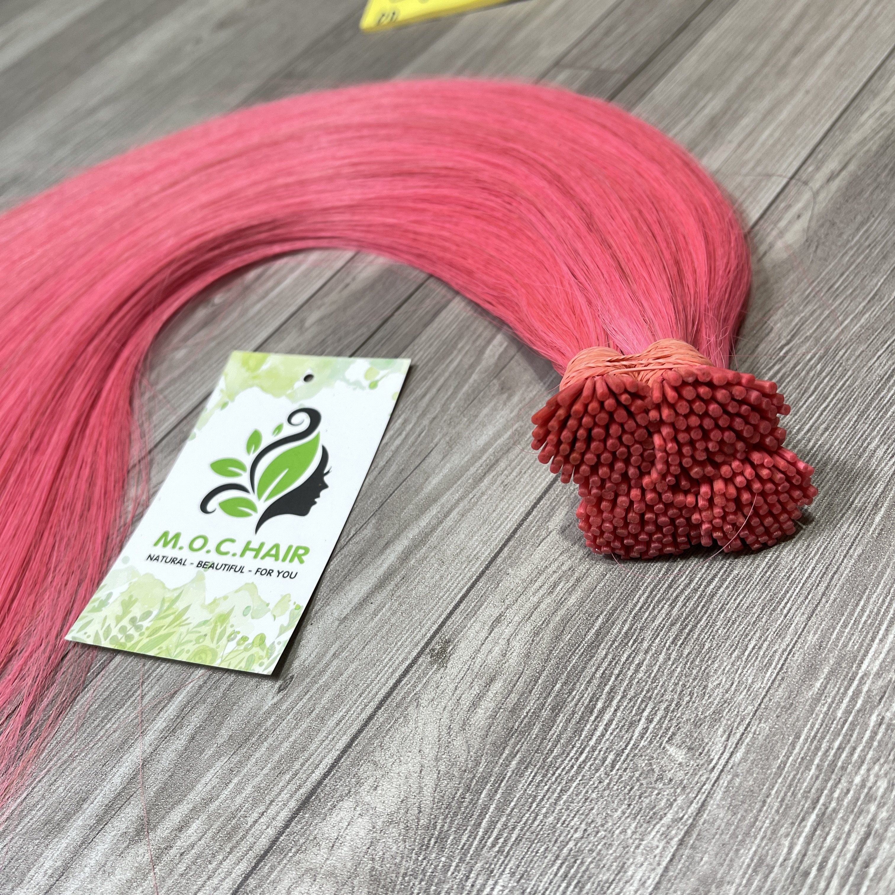 Hot Quality 100% Natural Raw Virgin Human Hair High Wholesale Light Pink 24'' I Tip Human Hair Extensions And Wigs