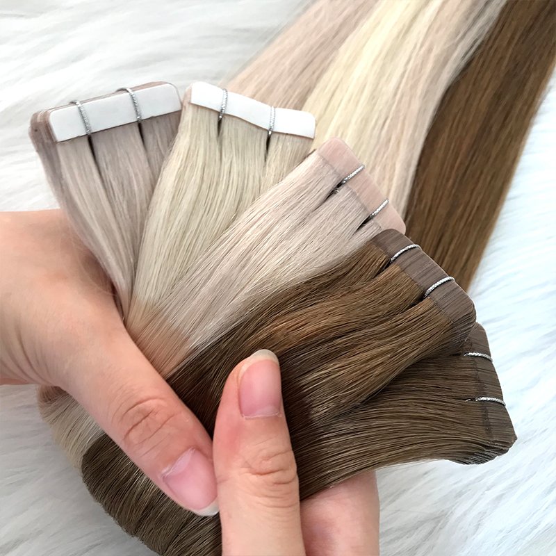 Wholesale Russian Hair Double Drawn Tape In Human Hair Extension 100% Human Hair